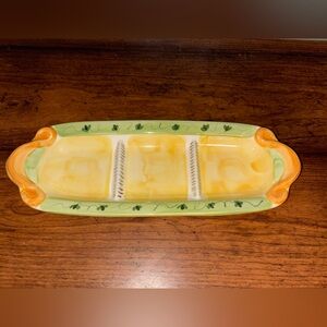 Pfaltzgraff Pistoulet B Green and Orange Divided Olive Serving Tray